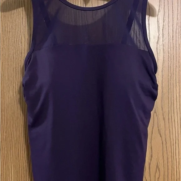 Lands' End Tankini Swimsuit Mesh Top Size 14 Modest Purple Mesh Neckline NWOT - Picture 1 of 2
